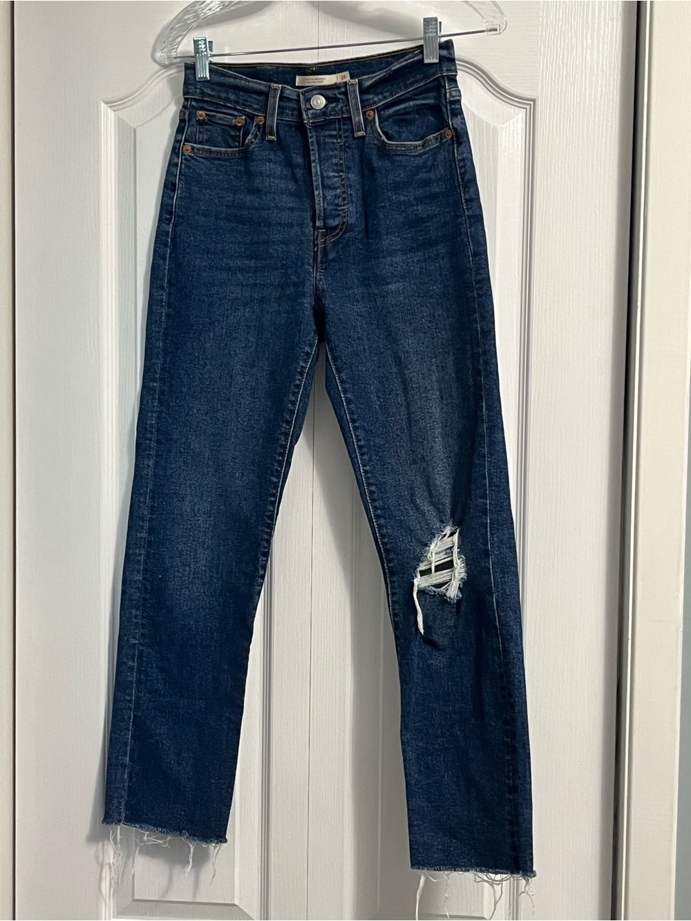 LEVI’S High-Rise wedgie straight leg Distressed women’s denim Jeans size 26